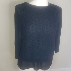 Lucky Brand lace sweater with sheer underlay and open back